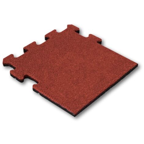 Piastrella di gomma 50 mm - 50 x 50 cm - Rosso - Sistema di puzzle - Pezzo laterale