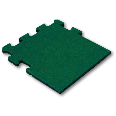 Piastrella di gomma 50 mm - 50 x 50 cm - Verde - Sistema di puzzle - Pezzo laterale