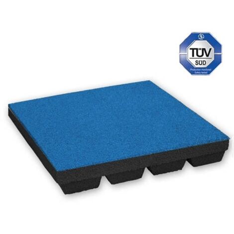 Piastrella di gomma con giunto a tenone e mortasa - 50 x 50 cm - 30 mm di spessore - Blu