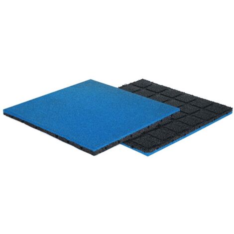 Piastrella di gomma con giunto a tenone e mortasa - 50 x 50 cm - Spessore 55 mm - Blu
