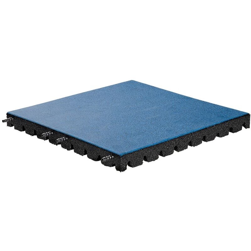 Piastrella in gomma con giunto a pioli e fori epdm - Blu - 50x50 cm - 45mm