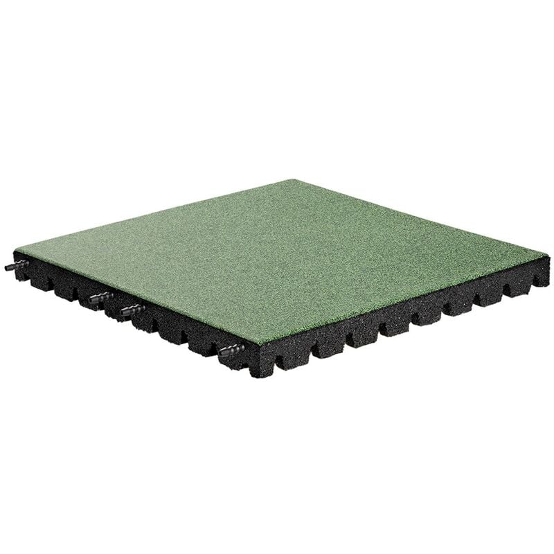 Piastrella in gomma con incastro a mortasa e tenone EPDM - Verde - 50x50 cm - 45mm