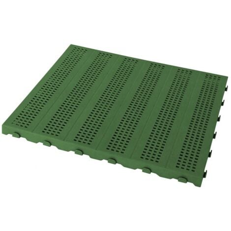 EZOOZA Carrelage en plastique pour extérieur et jardin 60 x 60 cm percé Lot de 4 pièces équivalent à 1,5 m² Couleur verte