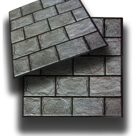 Piastrelle 3D a rilievo AUTOADESIVE in PVC 30x30cm Pietra, mattoni, marmo. Idrorepellenti-MATTONCINI GRIGI 30x30cm