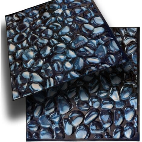 Piastrelle 3D a rilievo AUTOADESIVE in PVC 30x30cm Pietra, mattoni, marmo. Idrorepellenti-SASSI BLU 30x30cm