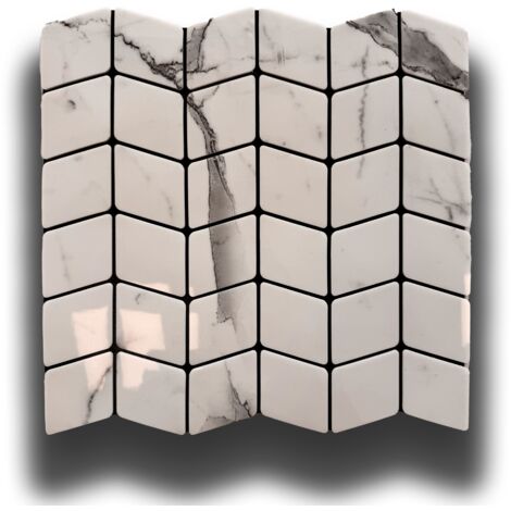 Piastrelle 3D Autoadesive in PET acustiche e isolanti 30x30cm (4mm spessore) CHEVRON CARRARA