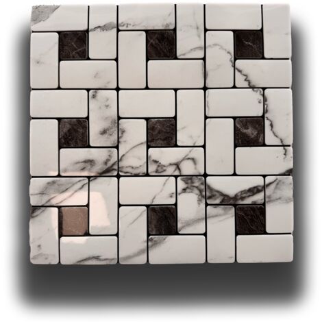 Piastrelle 3D Autoadesive in PET acustiche e isolanti 30x30cm (4mm spessore) MOSAICO MARMO B&W