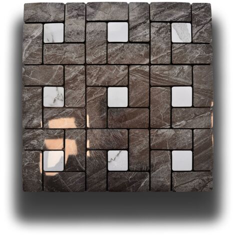Piastrelle 3D Autoadesive in PET acustiche e isolanti 30x30cm (4mm spessore) MOSAICO NERO E CARRARA