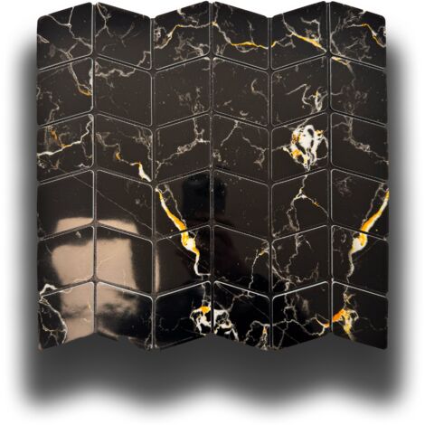 Piastrelle 3D Autoadesive in PET acustiche e isolanti 30x30cm (4mm spessore) ROMBI Marmo nero