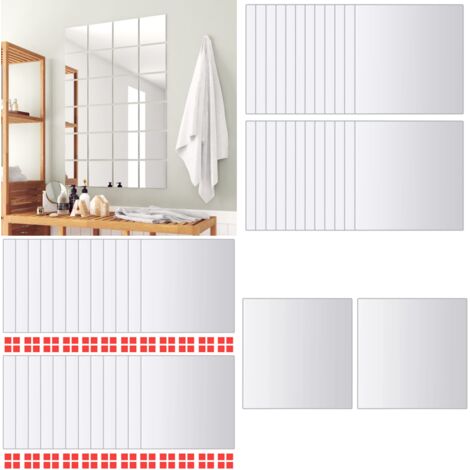 Piastrelle a Specchio 48 pz Quadrate in Vetro - Specchi in vetro - Piastrelle quadrate