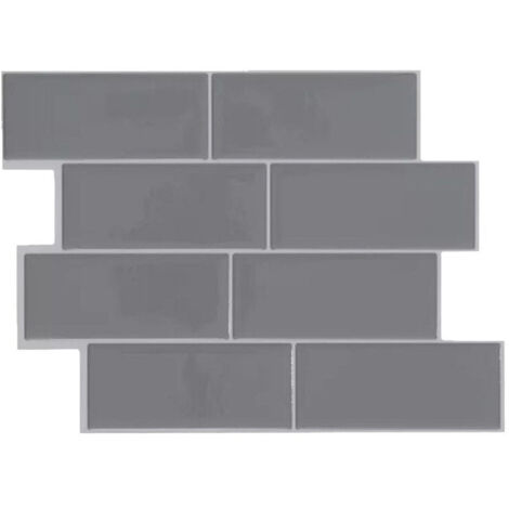 Piastrelle da Cucina 3D Autoadesive, 29,3×21,2 cm, Confezione da 10, Adesivi Murali Anti-Spruzzo, Colore Grigio