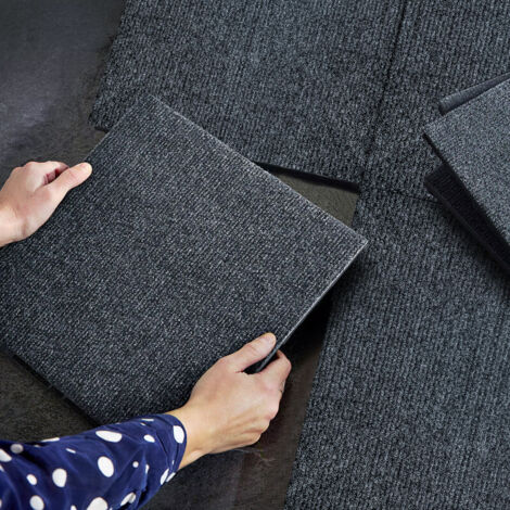 Piastrelle di moquette 30,5 × 30,5 cm – antistatiche e fonoassorbenti – polipropilene – retro antiscivolo, design modulare fai-da-te, per terrazza, soggiorno e pavimento, 36 pezzi