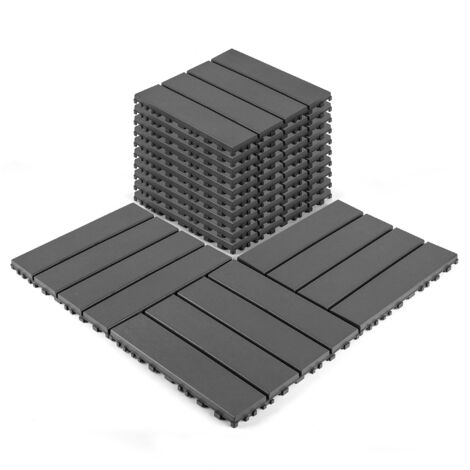 Piastrelle in plastica a incastro 30×30 cm (12"), 44 pezzi, piastrelle impermeabili per esterni, resistenti alle intemperie per balcone, terrazza, piscina e giardino, grigio scuro
