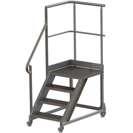 Piattaforma in acciaio a 4 gradini - Altezza massima di lavoro 2,80 m - PL600INOX280-GCGR