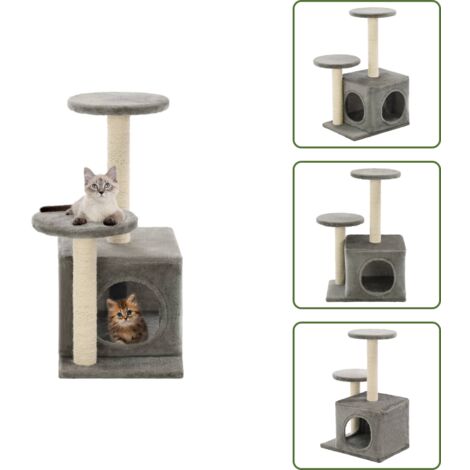 Piattaforme per gatti - vidaXL Albero per Gatti con Pali Tiragraffi in Sisal 60 cm Grigio - Gioco per gatti