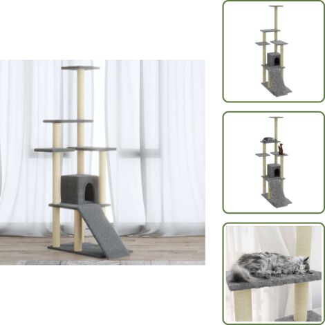 Piattaforme per gatti - vidaXL Albero per Gatti con Tiragraffi in Sisal Grigio Chiaro 155 cm - Casa per gatti