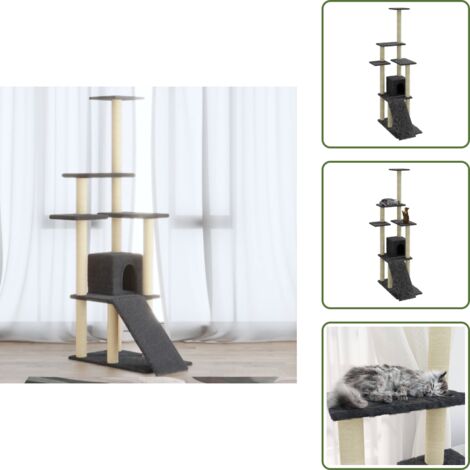 Piattaforme per gatti - vidaXL Albero per Gatti con Tiragraffi in Sisal Grigio Scuro 155 cm - Casa per gatti