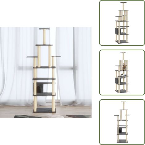 Piattaforme per gatti - vidaXL Albero per Gatti con Tiragraffi in Sisal Grigio Scuro 183 cm - Casa per gatti