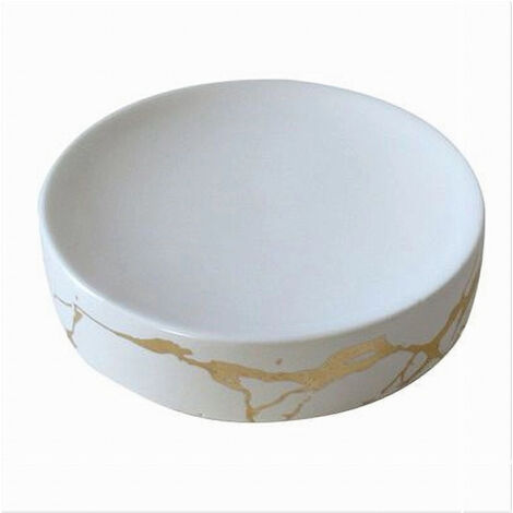 Piattino Porta Sapone Saponetta Bagno Accessorio Arredo Effetto Marmo Oro 59887