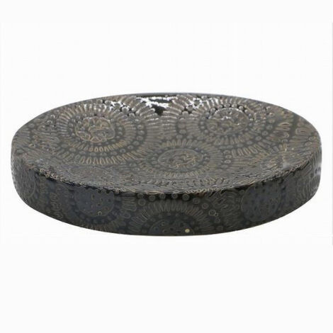 Piattino Sapone Portasaponetta Motivo Etnico Nero Accessorio Arredo Bagno 79965