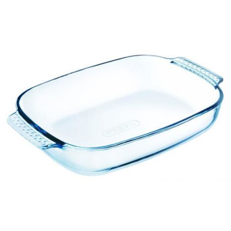 Piatto da forno Pyrex rettangolare in vetro trasparente 30 x 20 cm con maniglie