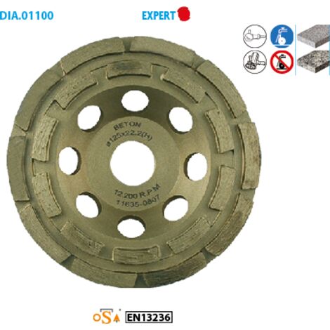 Piatto diamantato in cemento Expert ø 125 Foro 22,23 Spessore 7,0mm