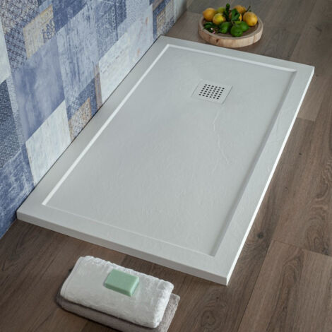 Piatto Doccia 70x100 cm Bianco Marmoresina Effetto Pietra bordo rialzato  Edge