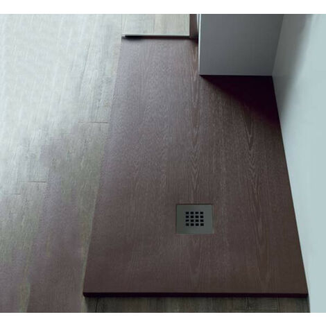 Piatto Doccia 70x100 cm ESSENCE Effetto Legno in Marmo Resina - Tagliabile - Con Griglia in Acciaio