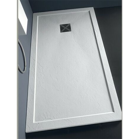 Piatto doccia 70x100 h.3,3 in marmoresina con bordo bianco Flat