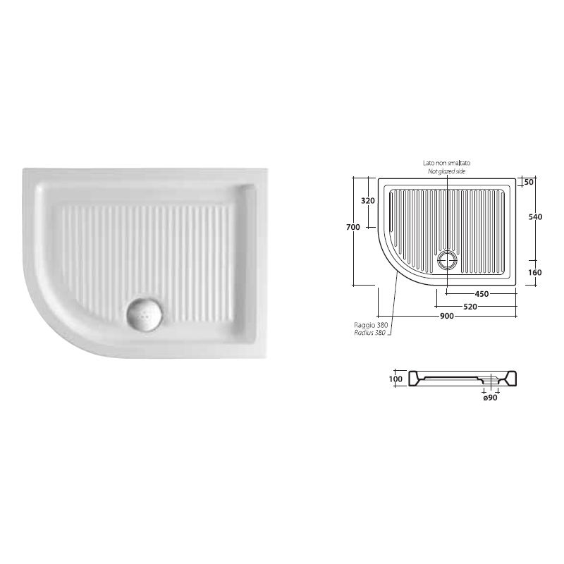 Piatto Doccia Plano Globo.Piatto Doccia 70x90 Angolare Sinistro Mod Plano Ceramica Globo Pd013 Bi