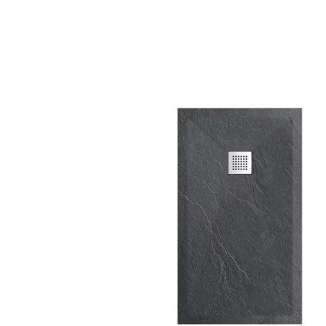 Piatto Doccia 70x90cm Effetto Pietra Nero Antracite in Marmoresina e Geal Coat Altezza 2,5cm Mod. Messapia