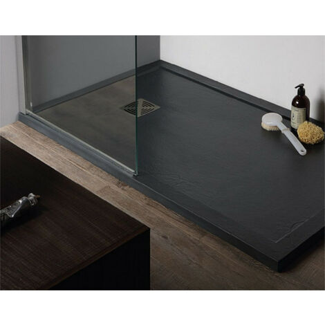 Piatto doccia 72x90 h.3,3 in marmoresina con bordo antracite Flat