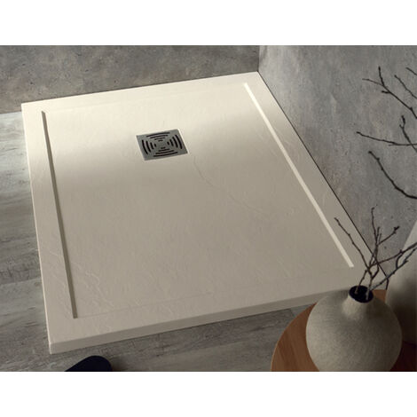 Piatto doccia 72x90 h.3,3 in marmoresina con bordo crema Flat di