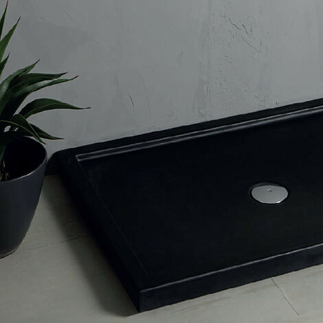 Piatto Doccia 72x90xh5 in Acrilico Nero con Bordo Rettangolare