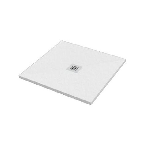 Piatto doccia 75x75 h.2,8 in marmo resina effetto pietra bianco