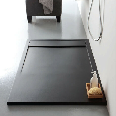 Piatto Doccia 80x100xh3 in MARMO RESINA con Piletta di Scarico Extra Piatta