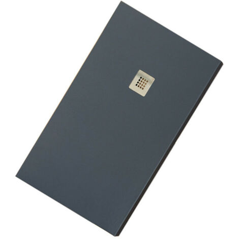 Piatto Doccia 80x170 cm Marmo Resina - Tagliabile - Con Griglia in Acciaio - Antracite