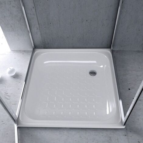 Piatto doccia 80x80 cm in acciaio bianco