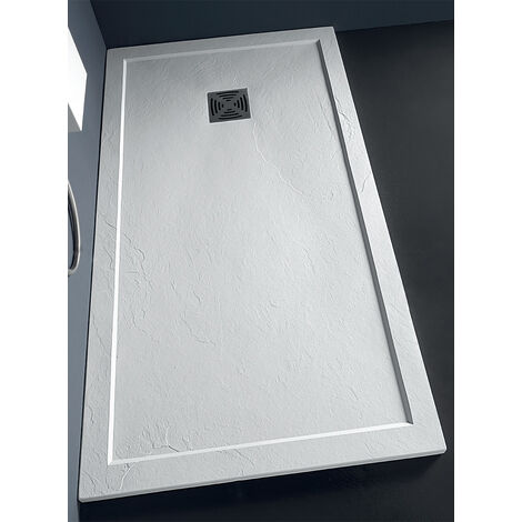 Piatto doccia 80x80 h.3,3 in marmoresina con bordo bianco Flat di