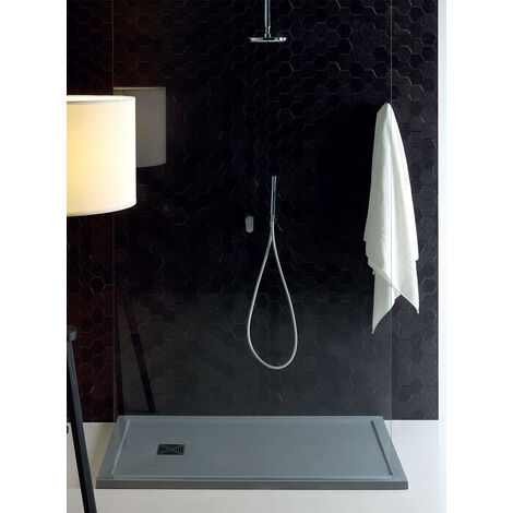 Piatto doccia 80x80 h.3,3 in marmoresina con bordo grigio cemento