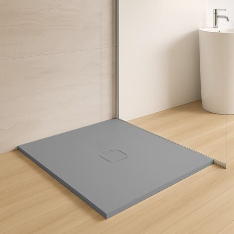 Piatto doccia 80x80 in marmoresina cemento con griglia in acciaio inox Harmony