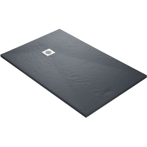 Piatto doccia 90 x 90 cm in resina finitura ardesia - grigio