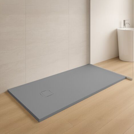 Piatto doccia 90x100 in marmoresina cemento con griglia in acciaio inox Harmony