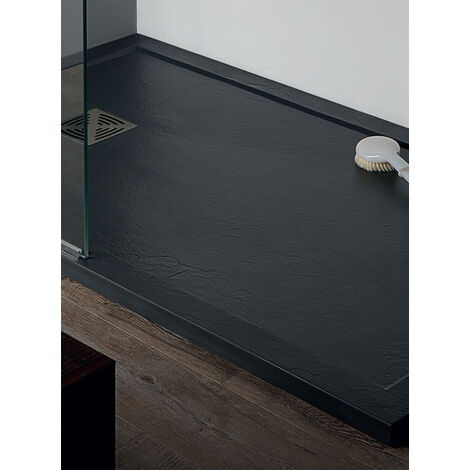 Piatto doccia 90x90 h.3,3 in marmoresina con bordo antracite Flat