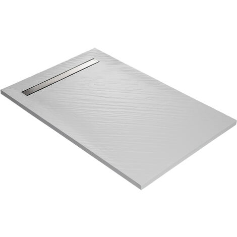 Piatto doccia a canale 140 x 90 cm in resina finitura pietra - bianco