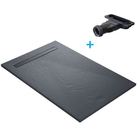 Piatto doccia a canale 150 x 100 cm in resina finitura ardesia - grigio
