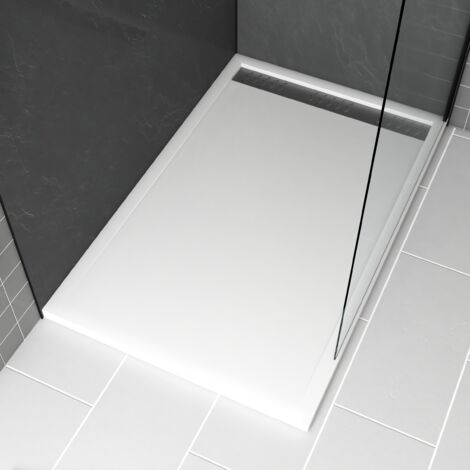 Piatto doccia Acrilico Bianco 90x140x5 cm + Griglia Cromate e Gun Metal - WHITENESS II
