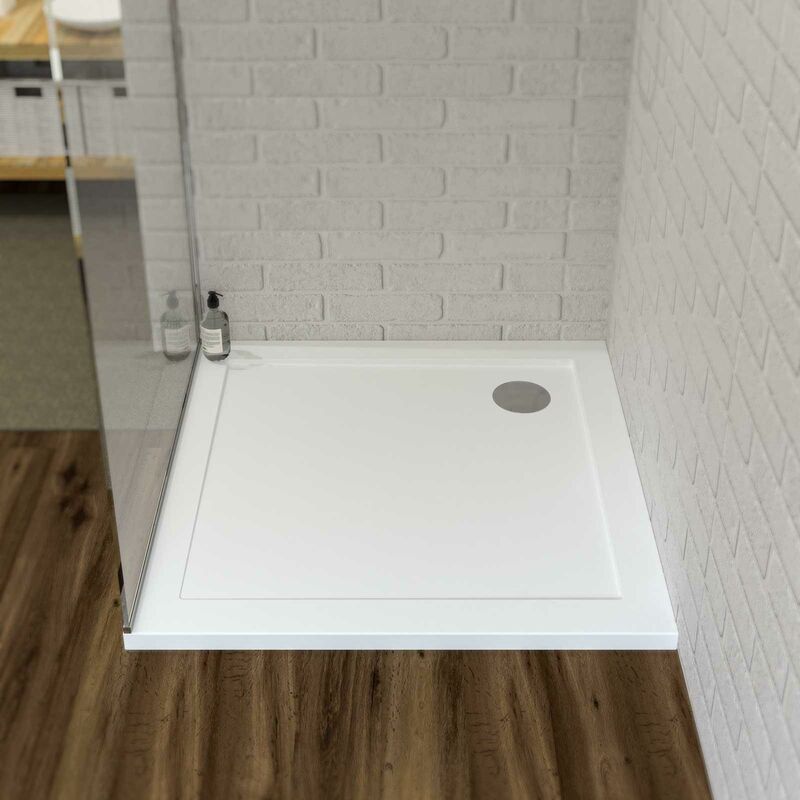 Come Posare Un Piatto Doccia In Acrilico.Piatto Doccia 80 X 80 Cm Acrilico Bianco Lucido Vetroresina Quadrato H 3 5cm