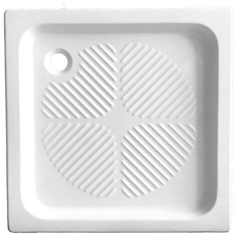 INCANTHOO Piatto Doccia Antiscivolo - 80 x 80 cm x H10 cm - Bianco in Ceramica - Con Rilievi