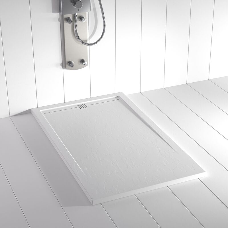 Piatto doccia in Resina flow Bianco antiscivolo (grille coloure)- 70x80 cm - Griglia + Valvola gratis